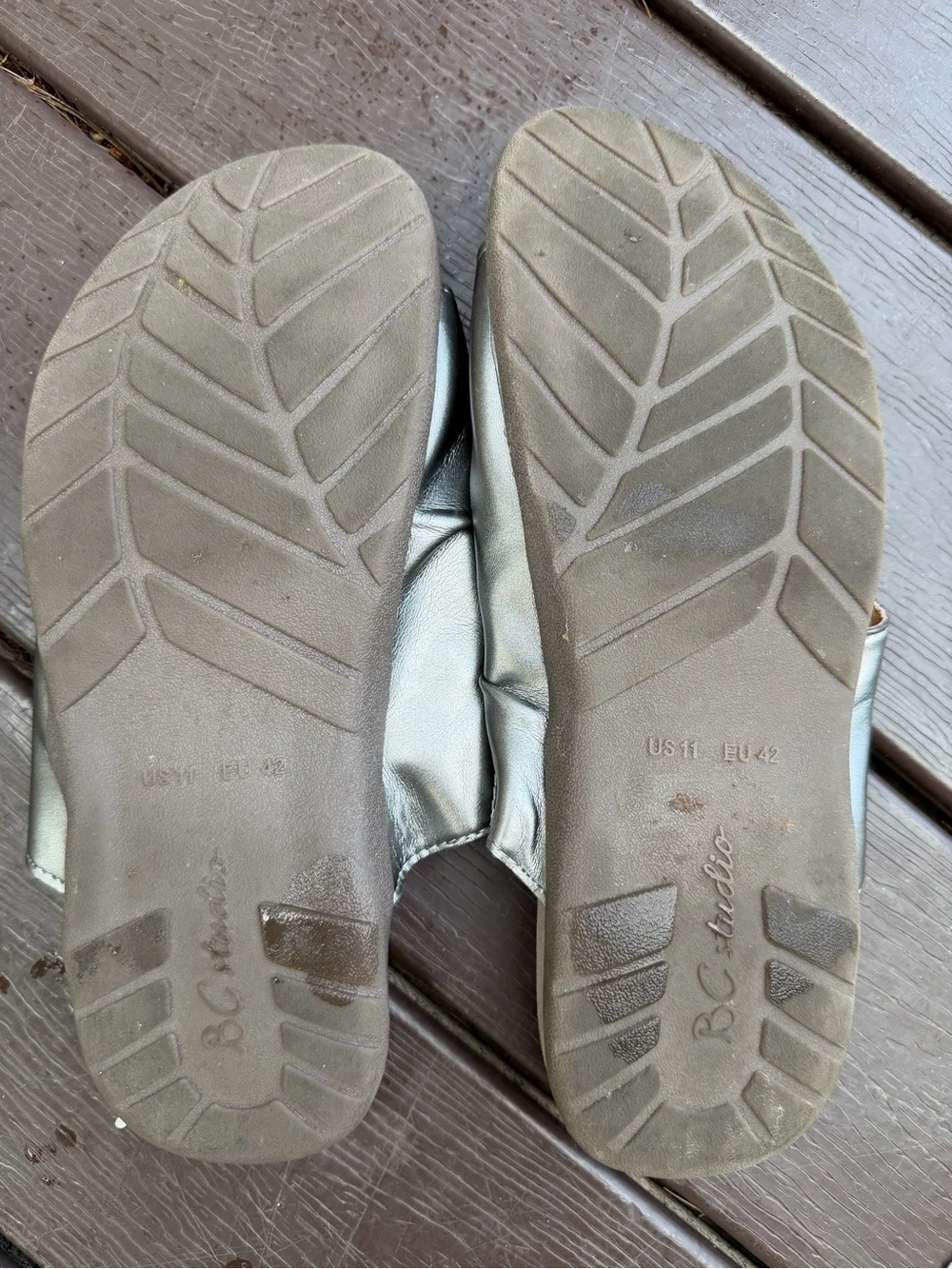 BC Footwear Silver Ruched Slide Sandals